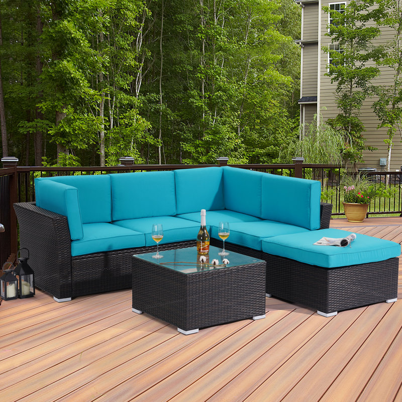 Lark Manor Patio Furniture Sets 4 Pieces Outdoor Sectional Rattan